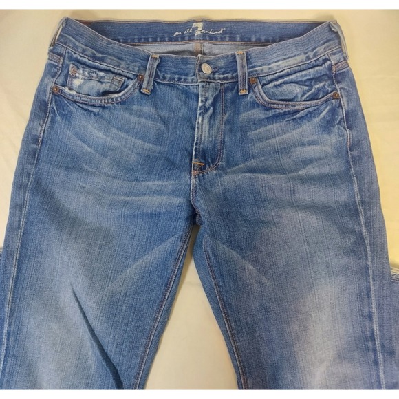 7 For All Mankind‎ Jeans Distressed Denim Light Wash Straight Leg Menswear - Picture 1 of 8